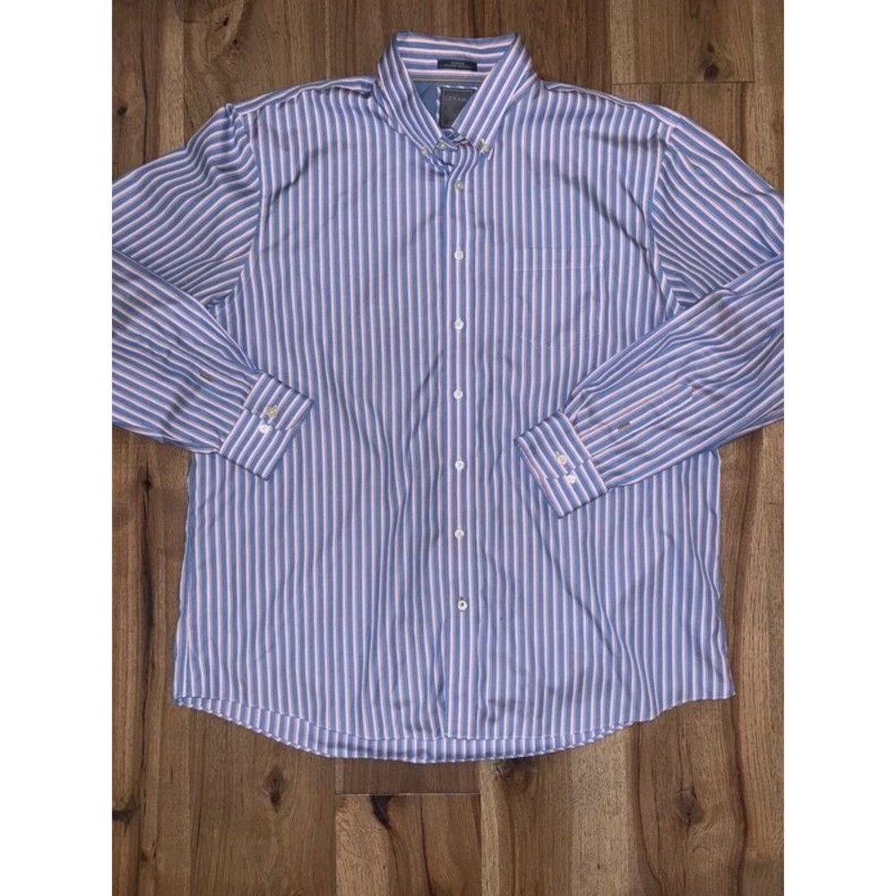 Enro Mens XXL Non-Iron 100% Cotton Long Sleeve Striped Button Down Shirt